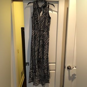 White House Black Market size 6 animal print dress black tan and white